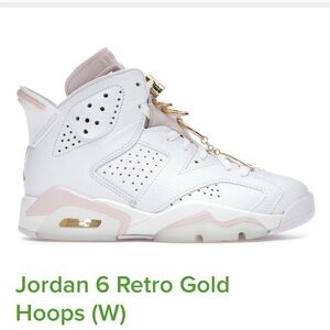 Jordan 6 Retro Gold Hoops Women's Sneakers - White and Gold